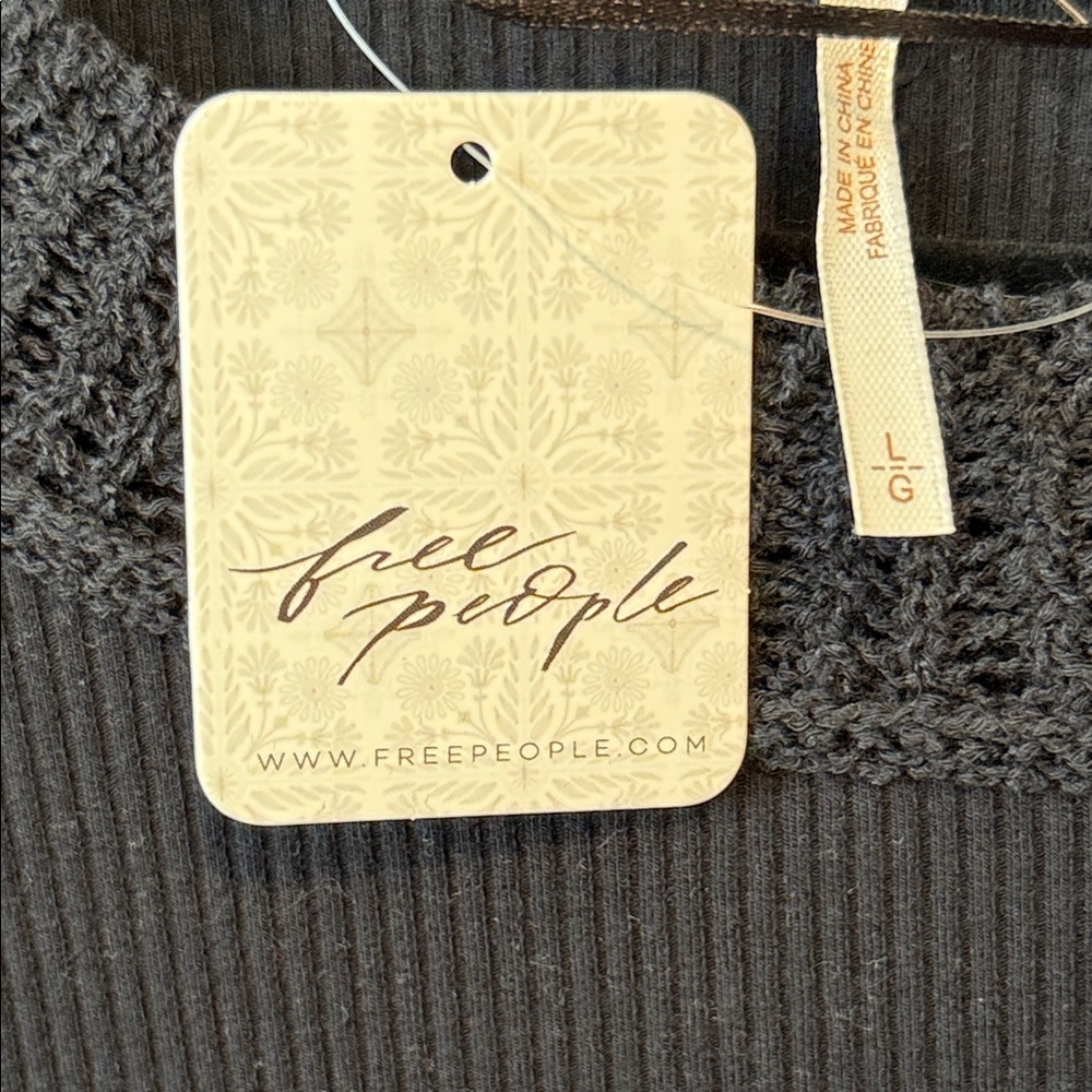 NWT Free People Black Long Sleeve Knit Sweater Size Large - Picture 3 of 6